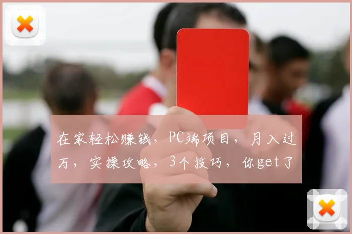 在家轻松赚钱，PC端项目，月入过万，实操攻略，3个技巧，你get了吗